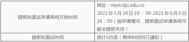 2022年天津大学MEM项目批提前批面试办法提前批面试申请时间表
