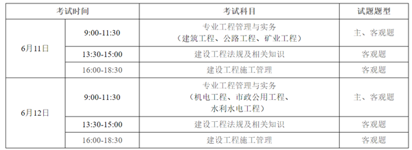 2022年东莞二建考试时间科目题型安排表